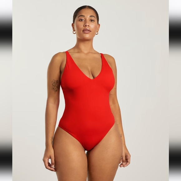 Everlane V-Neck One-Piece Red - Large NWT - Picture 1 of 5